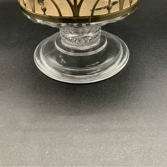 BATH & BODY WORKS GOLD GEM GLASS PEDESTAL LARGE 3 WICK CANDLE HOLDER - Picture 3 of 8